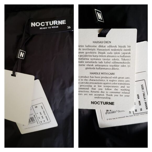 Nocturne Oversized Puffer Jacket Coat Faux Fur Collar Ombre Lined Women Small 36 - Picture 13 of 16